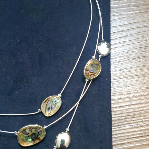 Dana Buchman Silver Tone Abalone Illusion Necklace - Picture 3 of 6